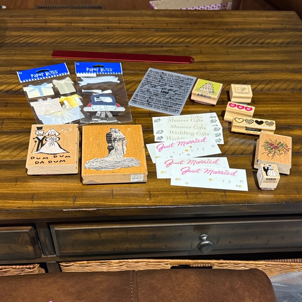 Wedding Themed Set - Rubber Stamps, Stickers, Love Embossing Folder 14